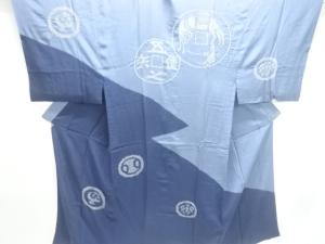 アンティーク　絞り古銭模様男物長襦袢